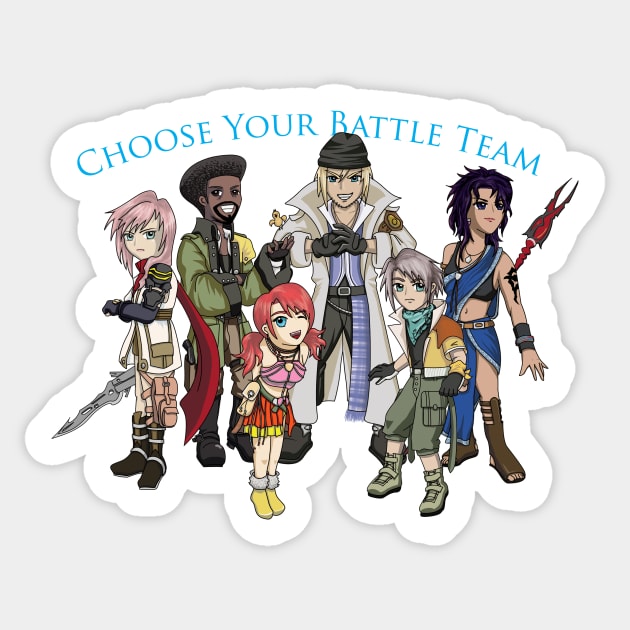 Final Fantasy 13 "Choose Your Battle Team" Sticker by LittleBearArt
